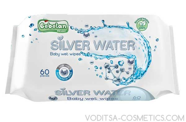 SILVER WATER Мокри кърпи със сребърна вода - 60 бр./пакет  